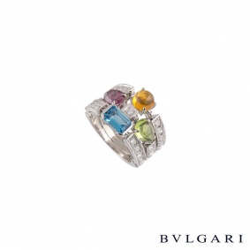 Bvlgari 18k White Gold Multi-Gem Set Allegra Ring AN852714